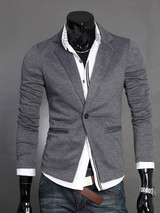 Casual Classic Notch Lapel Solid Single Button Men Blazer
