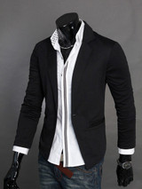 Casual Classic Notch Lapel Solid Single Button Men Blazer