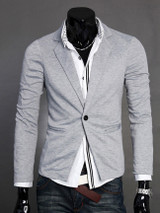 Casual Classic Notch Lapel Solid Single Button Men Blazer