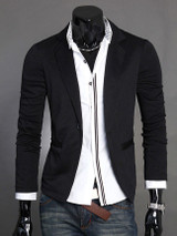 Casual Classic Notch Lapel Solid Single Button Men Blazer