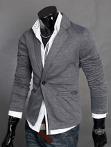Casual Classic Notch Lapel Solid Single Button Men Blazer