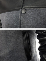 Casual Men Band Collar Patchwork Zips Bomber Jacket