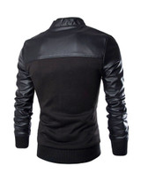 Casual Men Band Collar Patchwork Zips Bomber Jacket