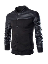 Casual Men Band Collar Patchwork Zips Bomber Jacket