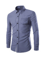 Casual Mens Basic Plain Small Lapel Shirt