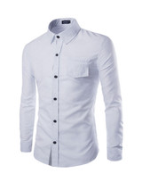 Casual Mens Basic Plain Small Lapel Shirt
