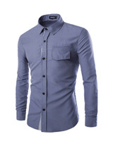 Casual Mens Basic Plain Small Lapel Shirt