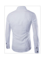 Casual Mens Basic Plain Small Lapel Shirt