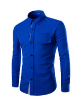 Casual Mens Basic Plain Small Lapel Shirt