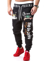 Casual Drawstring Letters Mid-Rise Men's Casual Pant
