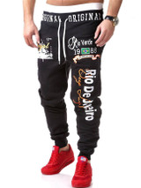 Casual Drawstring Letters Mid-Rise Men's Casual Pant
