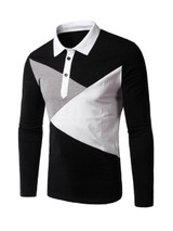 Casual Mens Patchwork Polo Collar T-Shirt