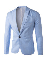 Casual Formal Notch Lapel Single Button Plain Men Blazer