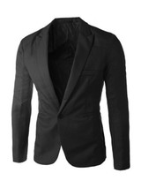 Casual Formal Notch Lapel Single Button Plain Men Blazer
