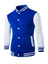 Casual Men Trendy Band Collar Color Block Bomber Jacket