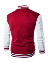 Casual Men Trendy Band Collar Color Block Bomber Jacket
