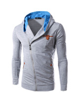 Casual Asymmetric Zips Color Block Men's Hoodie