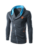 Casual Asymmetric Zips Color Block Men's Hoodie