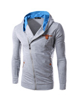 Casual Asymmetric Zips Color Block Men's Hoodie