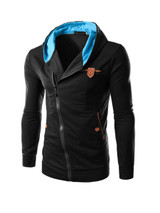 Casual Asymmetric Zips Color Block Men's Hoodie