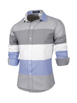 Casual Mens Color Block Striped Small Lapel Shirt
