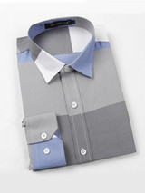Casual Mens Color Block Striped Small Lapel Shirt