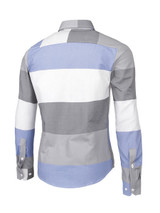 Casual Mens Color Block Striped Small Lapel Shirt