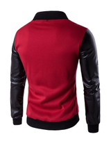 Casual Men Band Collar Color Bomber Jacket