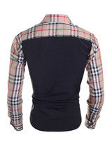 Casual Mens Single Breasted Patchwork Plaid Blouse