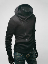 Casual Solid-Color Casual Zips Men Hoodie