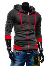 Casual Mens Zips Color Block Hoodie