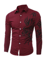Casual Turn Down Collar Color Block Printed Men Shirt