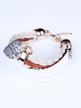 Casual Metal Heart Pendant Cortical Multilayer Bracelet