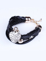 Casual Metal Heart Pendant Cortical Multilayer Bracelet