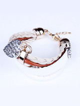 Casual Metal Heart Pendant Cortical Multilayer Bracelet