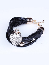 Casual Metal Heart Pendant Cortical Multilayer Bracelet