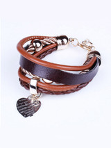 Casual Metal Heart Pendant Cortical Multilayer Bracelet