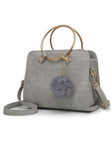 Casual Gold Round Handle Fur Ball Crossbody Bag