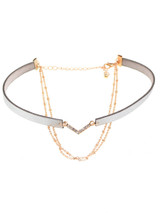 Casual Layered Rhinestone Pendant Choker Necklace