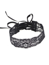 Casual Lace Up Black Lace Choker Necklace