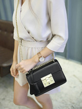 Casual Elegant Black Gold Chain Crossbody Bag