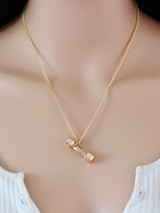 Casual Gold Dumbbell Pendant Chain Necklace
