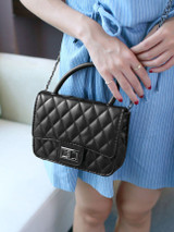 Casual Pink Quilted Classic Chain Handbag