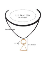 Casual Pu Geometric Triangle Pendant Choker Necklace Casual Pu Geometric Triangle Pendant Choker Necklace