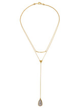 Casual Stone Drop Pendant Two Layers Necklace