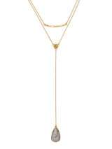 Casual Stone Drop Pendant Two Layers Necklace