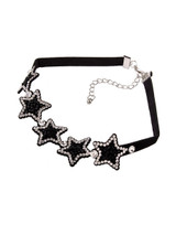 Casual Leather Star Rhinestone Choker Necklace