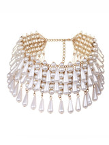 Casual White Drop Faux Pearl Beaded Necklace