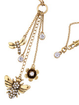 Casual Bee And Floral Pendant Layer Necklace