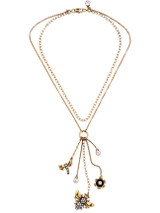 Casual Bee And Floral Pendant Layer Necklace